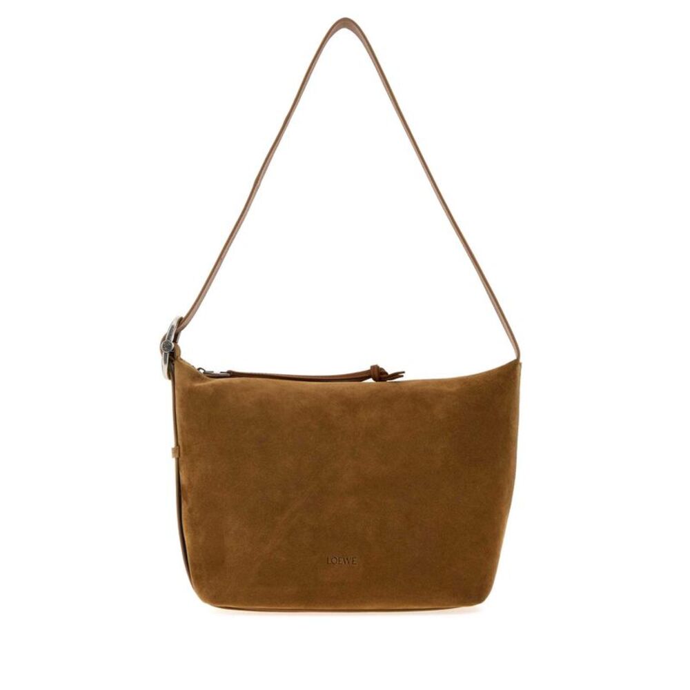 Loewe Men Brown Suede Loop Crossbody Bag